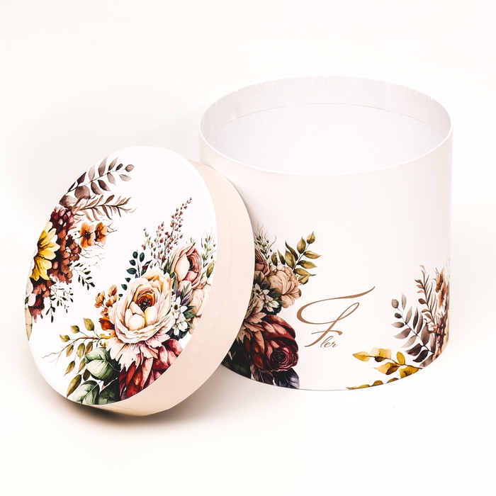 Набор шляпных коробок 5 в 1 "Пёстрые цветы" , 22 х 19,5 , 14 х 13 см