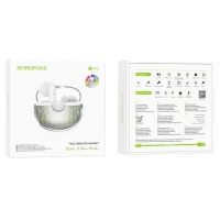Наушники беспроводные Borofone BW15, вкладыши, TWS, микрофон, BT5.3, 30/250 мАч, белые