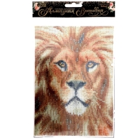 Алмазная мозаика с полным заполнением на холсте &laquo;Лев&raquo;, 15 х 21 см