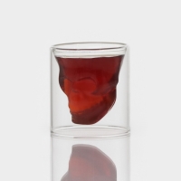 Стопка - шот стеклянный с двойными стенками &laquo;Череп. Хэллоуин&raquo;, 70 мл, 7&times;7 см