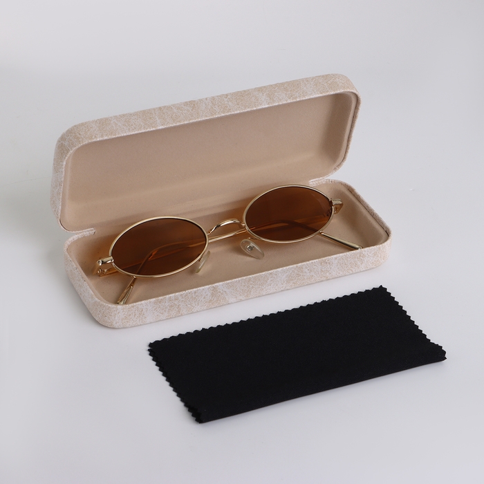 Футляр для очков на хлопушке, длина 15 см, цвет бежевый