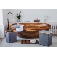 Корзина универсальная с крышкой &laquo;Минимал&raquo;, 45&times;35&times;49,5 см, цвет серый