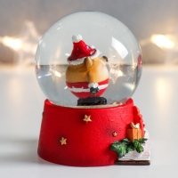 Сувенир полистоун водяной шар "Олень-пухляш со скворечником" 6,5х6,5х8,5 см