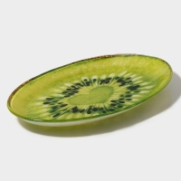 Блюдо сервировочное стеклянное овальное Доляна &laquo;Романтичный киви&raquo;, 24,5&times;15 см, цвет зелёный