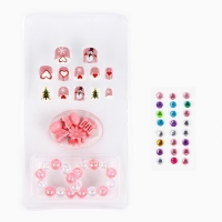 Детские накладные ногти на новый год &laquo;Новогоднее настроение&raquo;, 12 шт, подарочный набор с браслетом и заколками