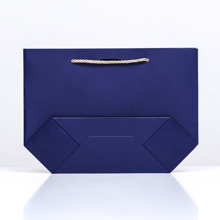 Пакет подарочный с лентой 19 х 20 х 9 см "Синий"