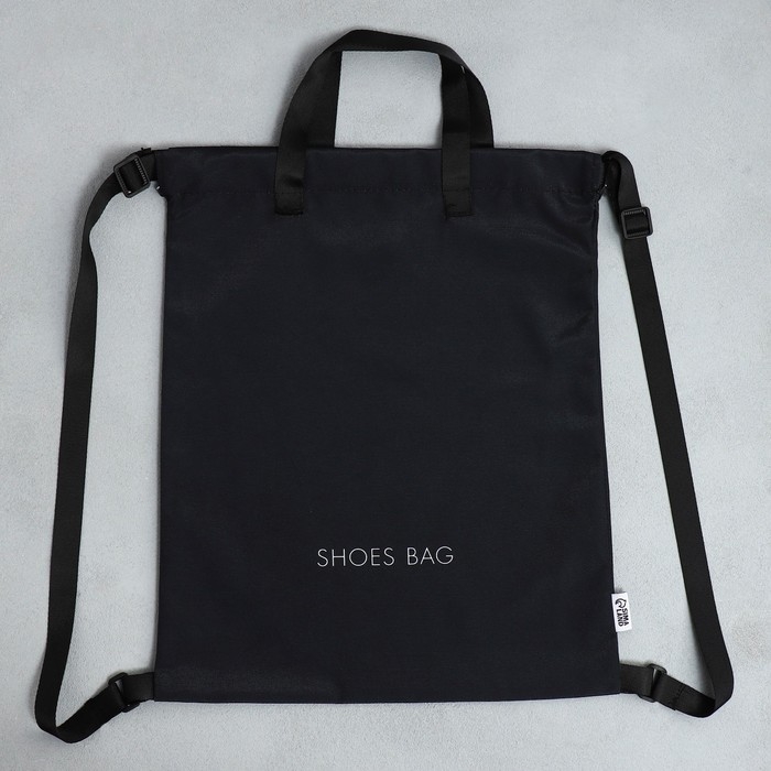 Мешок для обуви, чёрный, два вида ручек, текстиль 30&times;40 см
