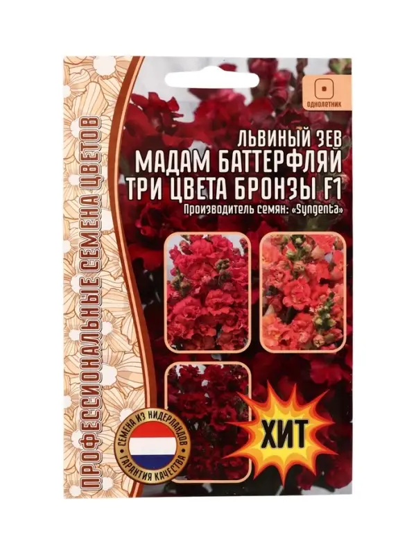 Семена цветов Львиный Зев Мадам Баттерфляй Три Цвета Бронзы (Madame Butterfly Bronze, White Bronze,