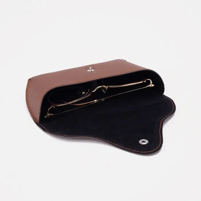 Футляр для очков на кнопке, 16 х 3,5 х 6,5 см, коричневый