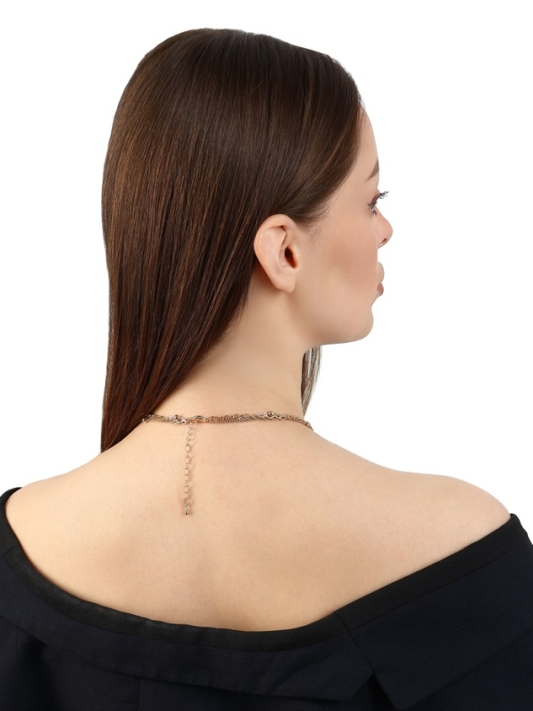 Кулон &laquo;Цепь&raquo; два сердца и круг, цвет золото