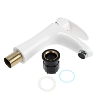 Смеситель для раковины ZEIN Z3659, однорычажный, высота излива 12 см, ABS-пластик, белый