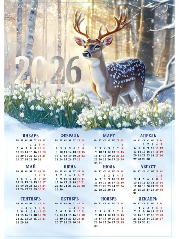 Календарь 2026 &laquo;Олень&raquo;, А3