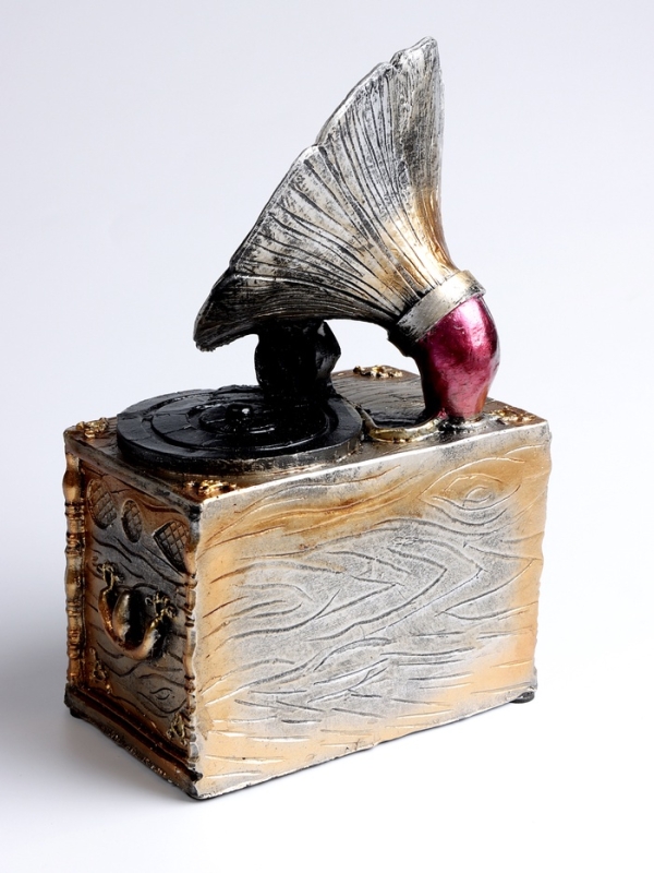 Часы настольные интерьерные, &laquo;Граммофон&raquo;, на батарейках, 15.5&times;9.5&times;24.5 см, d-7 см