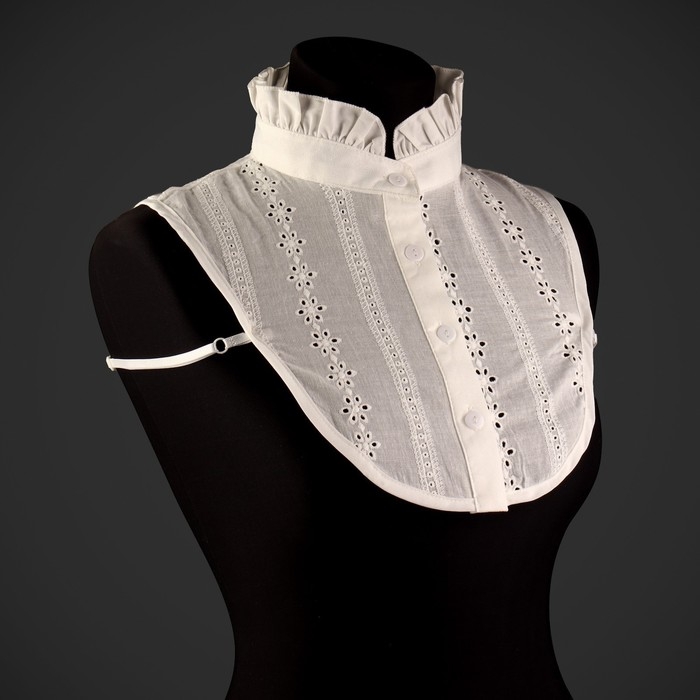 Воротник ложный стойка, ажурный, диаметр горловины = 46 см, 33 &times; 25,5 см, цвет айвори