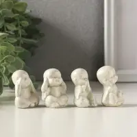 Статуэтки набор 4 шт "Монахи ничего не вижу, не слышу, не скажу, не делаю" 4х2,5 см