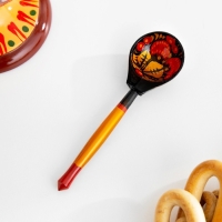 Сахарница дерево хохлома &laquo;Ягодка&raquo; с ложкой, 10.5&times;11 см