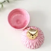 Шкатулка керамика "Золотая бабочка" розовая 8х8х9 см