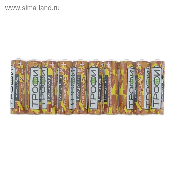 Батарейка солевая "Трофи" Heavy Duty, AA, R6-10S, 1.5В, спайка, 10 шт.