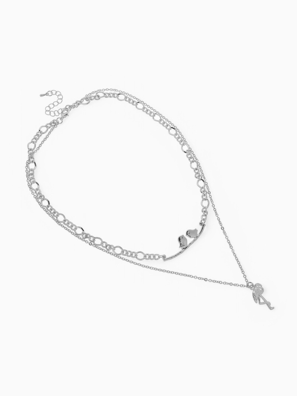 Кулон &laquo;Цепь&raquo; фламинго, цвет серебро