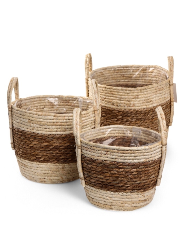 Набор кашпо "Инга" светло-бежевое, 20,5х25/25,5х28/27х33см