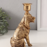 Подсвечник полистоун на 1 свечу "Бладхаунд" золото 11х8х19,5 см