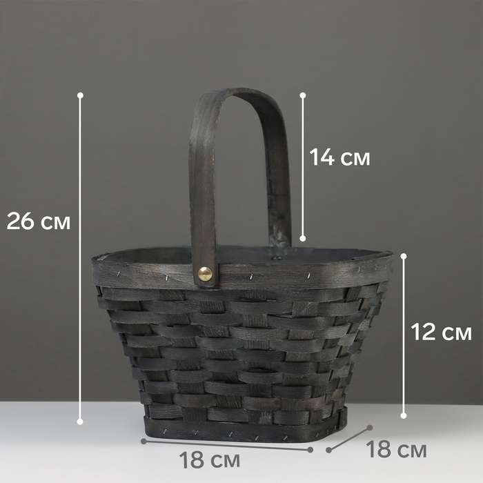 Набор корзин плетёных, 3 шт., 28&times;28&times;16 см, 23&times;23&times;14 см, 18&times;18&times;12 см, ива, серая