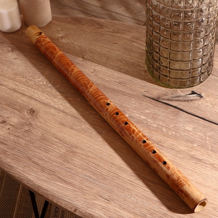 Сувенирный музыкальный инструмент бамбук "Флейта расписная" 60x3,5x3,5 см