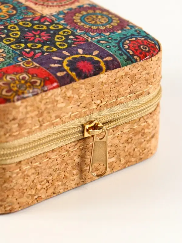 Шкатулка кожзам для украшений "Восточный ковёр" пробка 10х10х5 см