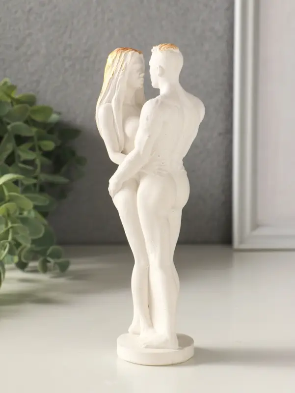 Фигурка гипс &laquo;Парочка&raquo;, 16&times;5 см, белый с позолотой