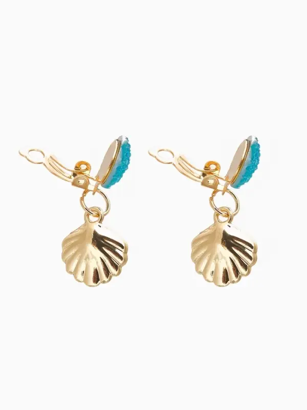 Клипсы детские &laquo;Выбражулька&raquo; жемчужина в ракушке, цвет голубой