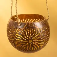 Подсвечник подвесной из кокоса, 9-12 см, коричневый