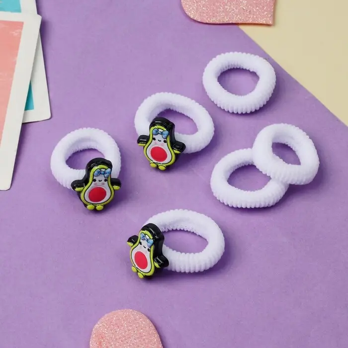 Резинка для волос "Нежность" (набор 6 шт) авокадо, белый