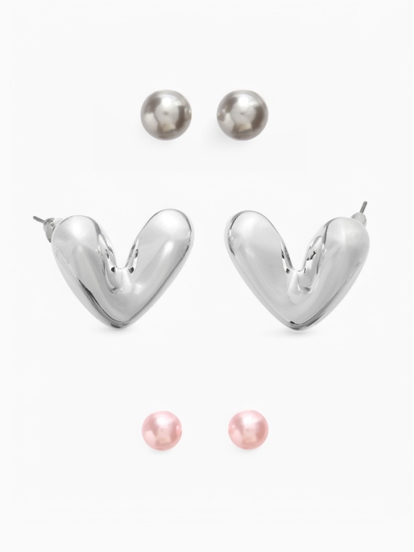 Набор серьги 3 пары &laquo;Буквы&raquo; любовь, цвет розовый в серебре