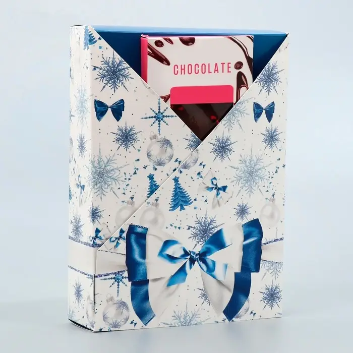 Коробка подарочная новогодняя складная &laquo;Новогодний бант&raquo;, 21х 15 х 5 см