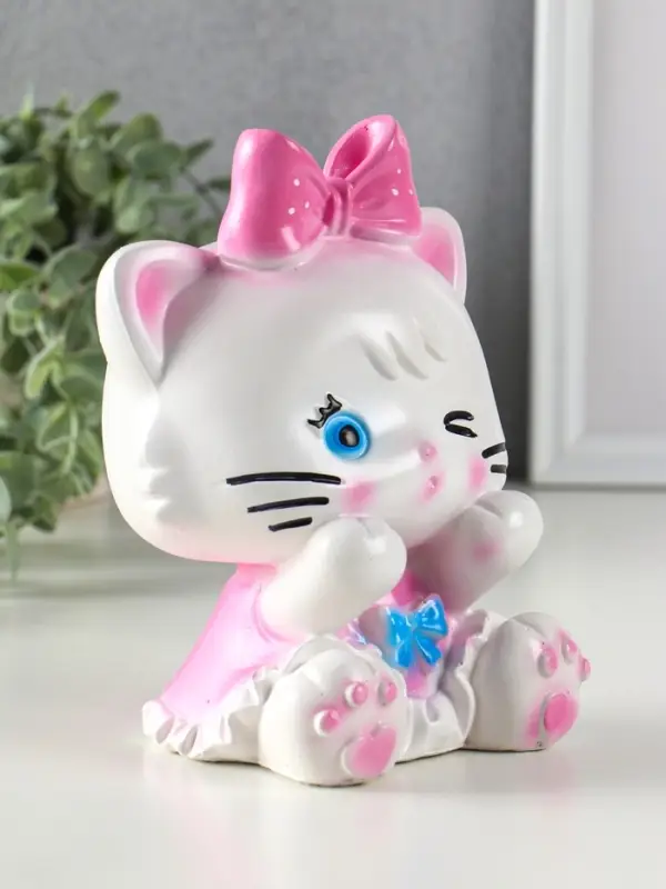 Копилка "Киска с бантом розовым" 17,5х12,5х11,5 см