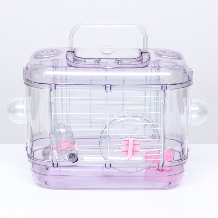 Клетка для грызунов с наполнением, 32 х 21 х 25 см, розовая