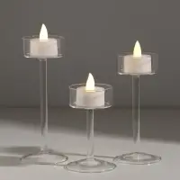 Подсвечник стекло "Моник" прозрачный d=5,4 см набор 3 шт 6,5х15 6,5х11 см 6,5х17 см