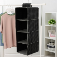 Органайзер подвесной Доляна &laquo;Кло&raquo;, 4 отделения, 30&times;30&times;80 см, цвет чёрный