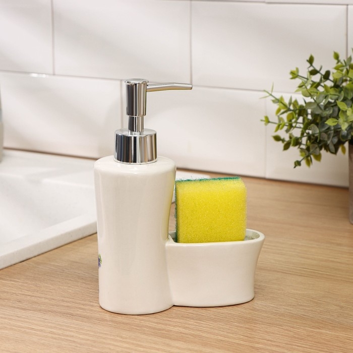 Дозатор для моющего средства с подставкой для губки Доляна &laquo;Лоза&raquo;, 250 мл