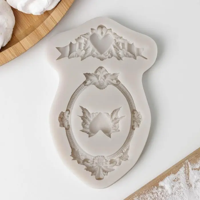 Молд &laquo;Сердца, рамка, лепнина&raquo;, силикон, 12,5&times;8,2&times;1,1 см, цвет МИКС