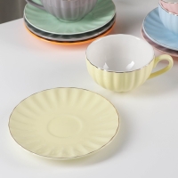 Сервиз фарфоровый чайный Доляна &laquo;Вивьен&raquo;, 12 предметов: 6 чашек 200 мл, 6 блюдец d=15 см, цвет МИКС