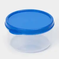 Контейнер круглый Доляна, пищевой, 150 мл, прозрачный, крышка синяя