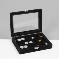 Подставка для украшений &laquo;Шкатулка&raquo;, 8 полос, 9 ячеек, 20&times;15&times;4,5, цвет чёрный