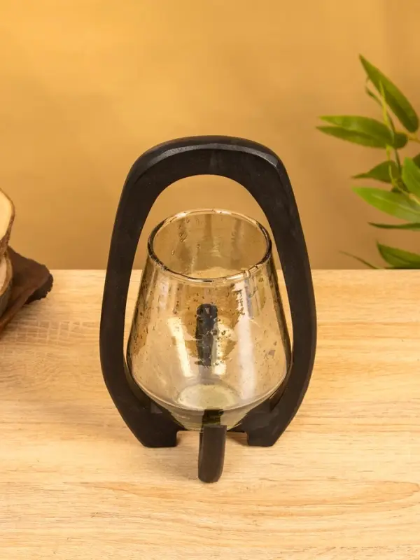 Подсвечник "Аура" 13х15х26 см, стекло, дерево