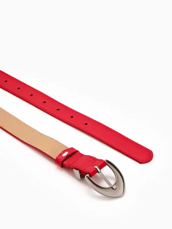 Ремень жен 05-01-02-01, Июнь2506, 3*0,3*110 см, без винта, пряж мат металл, 1 прокол, красн   109031