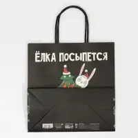 Пакет подарочный новогодний &laquo;А ты держись&raquo;, 22 х 22 х 11 см