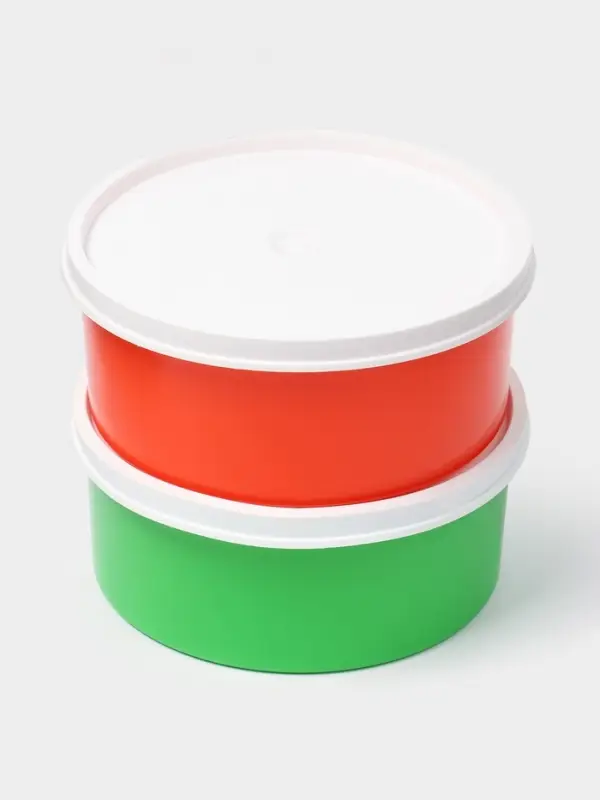 Контейнер пищевой ПластоС, 450 мл, с герметичной крышкой, d=13 см, h=6 см, пластик, МИКС