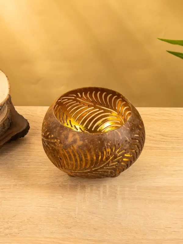 Подсвечник из кокоса, 15&times;15&times;13 см, коричневый