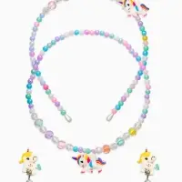 Комплект детский &laquo;Выбражулька&raquo; 3 предмета, клипсы, бусы, ободок, единорог, цветной