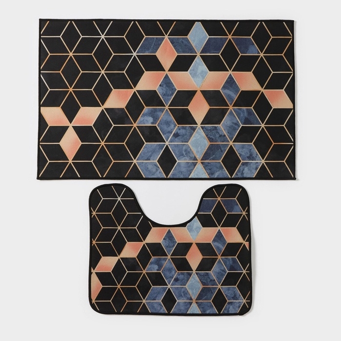 Набор ковриков для ванной и туалета Доляна &laquo;Бурлеск&raquo;, 2 шт, 50&times;80 см, 40&times;50 см